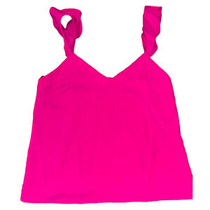TCEC Loose Cami Blouse Top Ruffle Straps Magenta Hot Pink Medium
